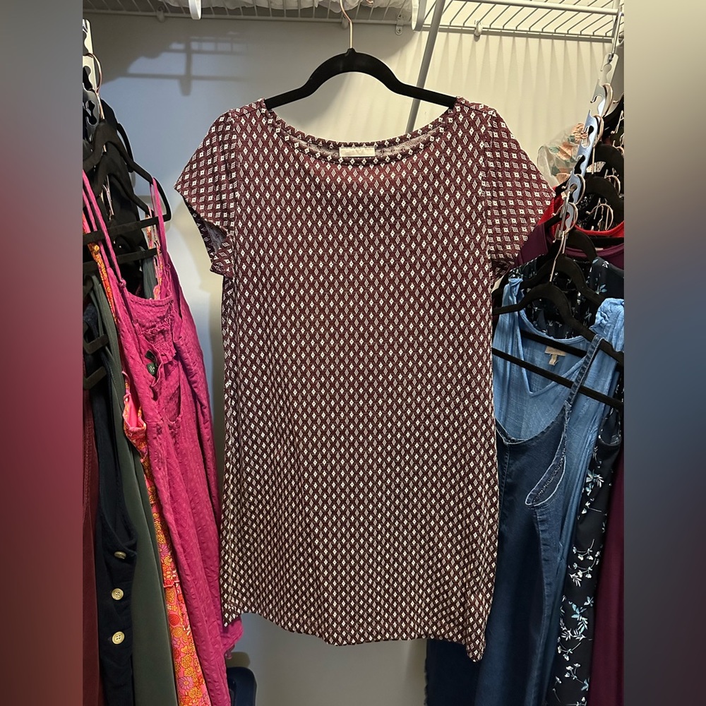 LOFT burgundy patterned dress
